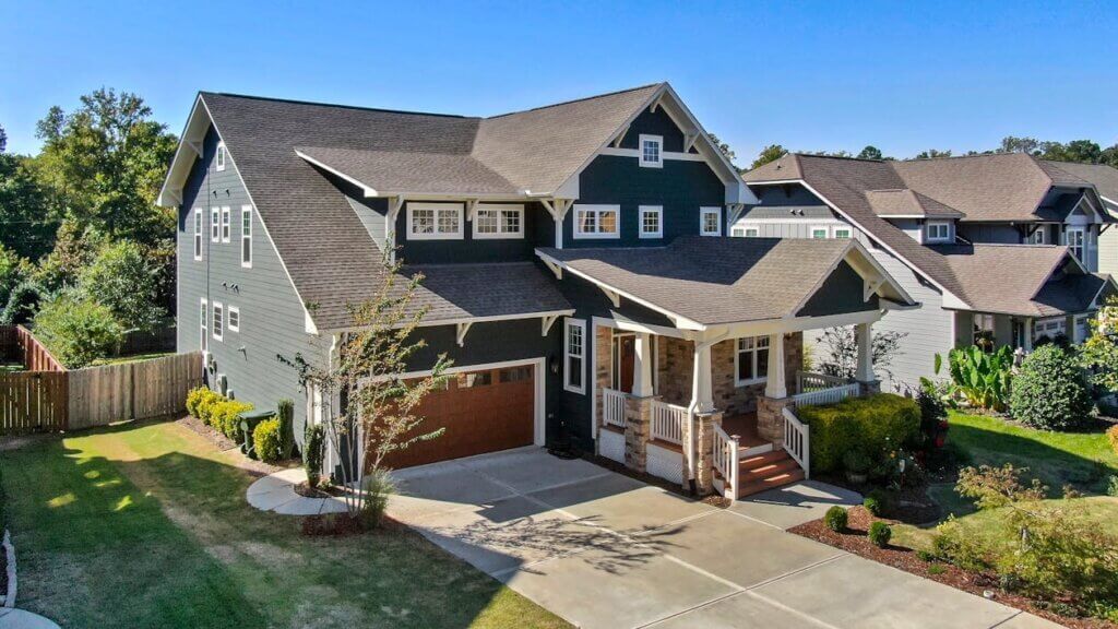 Free House with Gray Roof Stock Photo